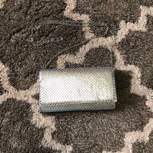 Silver Metallic Clutch Handbag
